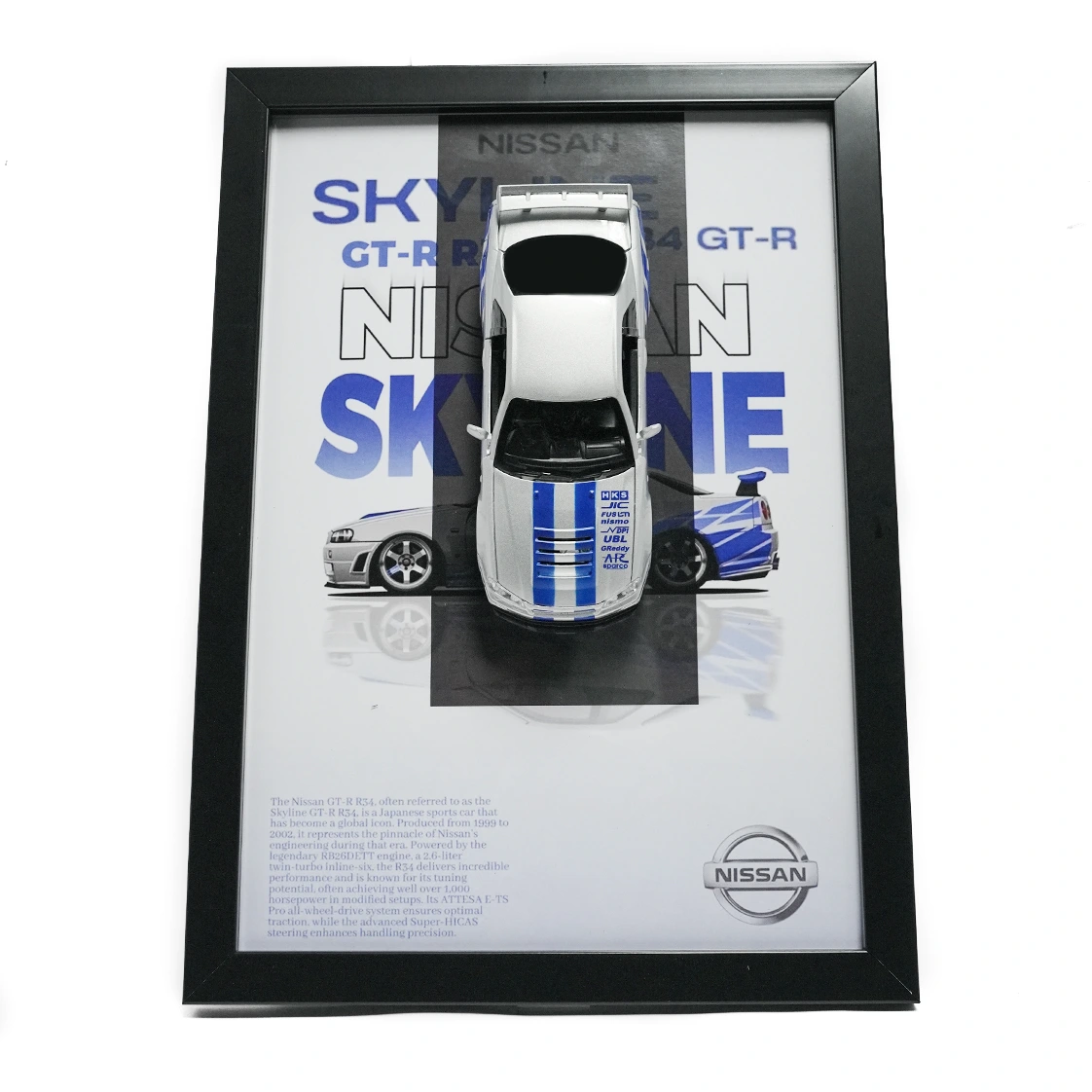 3d frame nissan skyline gtr r 34 | custom model 1.32 silver 3d frame nissan skyline gtr r 34 | custom model 1.32 silver